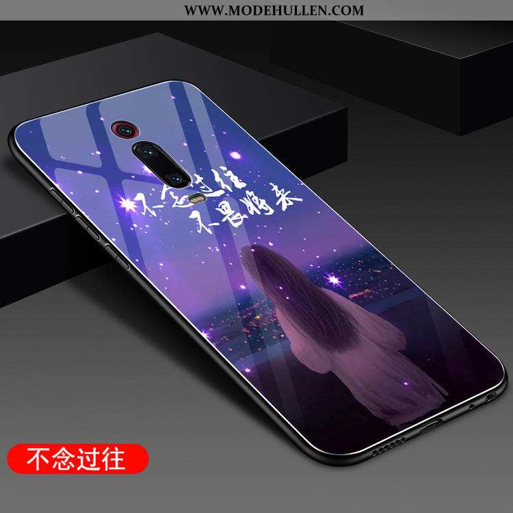 Hülle Xiaomi Mi 9t Silikon Schutz Spiegel Rot Nubuck Glas Rote