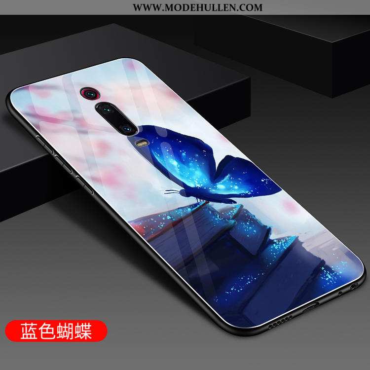 Hülle Xiaomi Mi 9t Silikon Schutz Spiegel Rot Nubuck Glas Rote