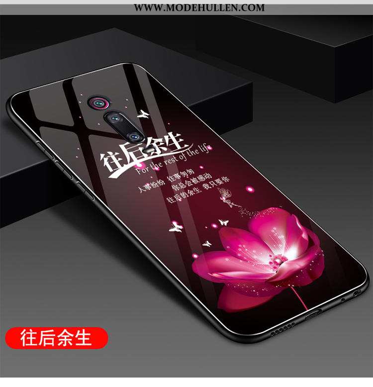 Hülle Xiaomi Mi 9t Silikon Schutz Spiegel Rot Nubuck Glas Rote