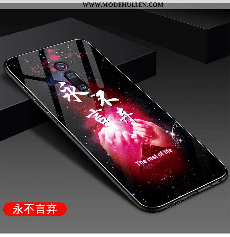 Hülle Xiaomi Mi 9t Silikon Schutz Spiegel Rot Nubuck Glas Rote