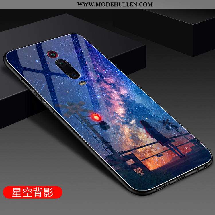 Hülle Xiaomi Mi 9t Silikon Schutz Spiegel Rot Nubuck Glas Rote