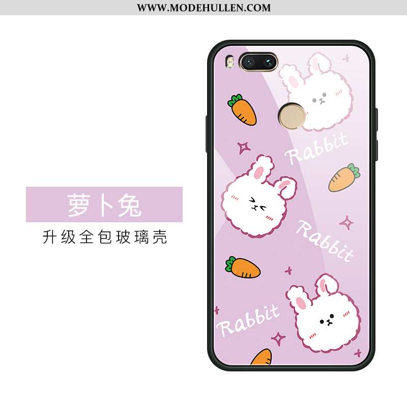 Hülle Xiaomi Mi A1 Kreativ Karikatur Temperieren Nette Liebhaber Glas Rosa