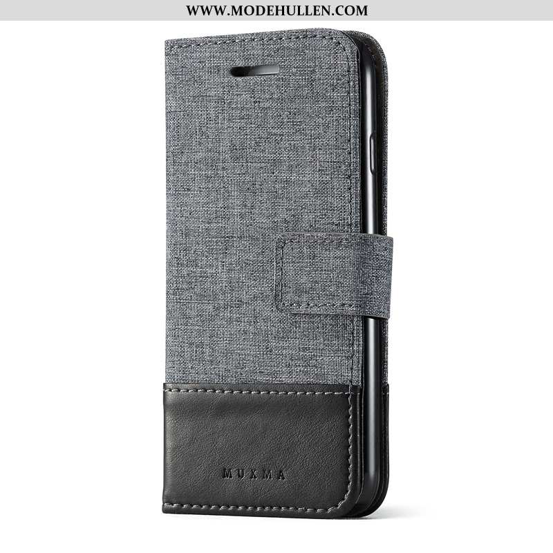 Hülle Xiaomi Mi A1 Lederhülle Karte Handy Grau Leinwand Mini