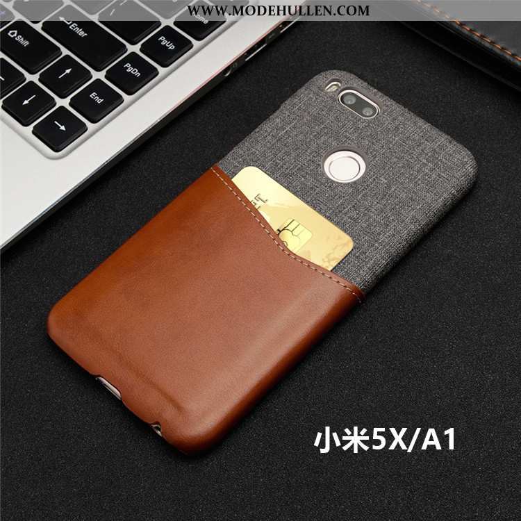 Hülle Xiaomi Mi A1 Schutz Karte Case Handy Mini Rot Braun