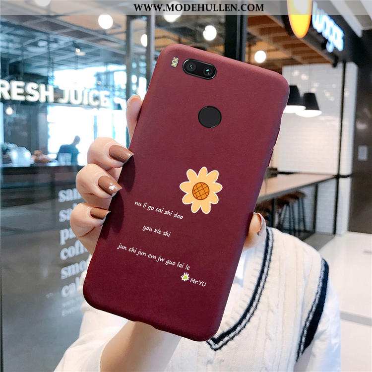 Hülle Xiaomi Mi A1 Schutz Nubuck Sonnenblume Frisch Einfassung Handy Weinrot Burgund