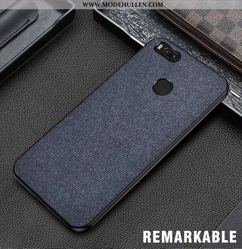 Hülle Xiaomi Mi A1 Silikon Schutz Stoff Grau Mini Case Nubuck