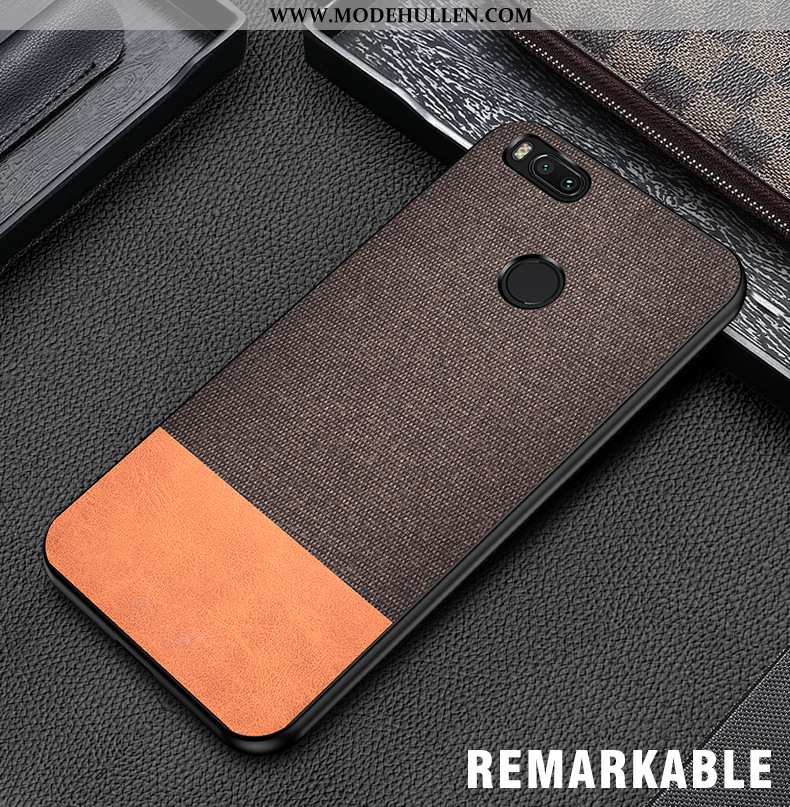 Hülle Xiaomi Mi A1 Silikon Schutz Stoff Grau Mini Case Nubuck