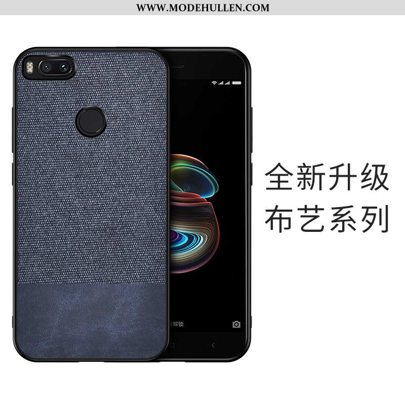 Hülle Xiaomi Mi A1 Silikon Schutz Stoff Grau Mini Case Nubuck