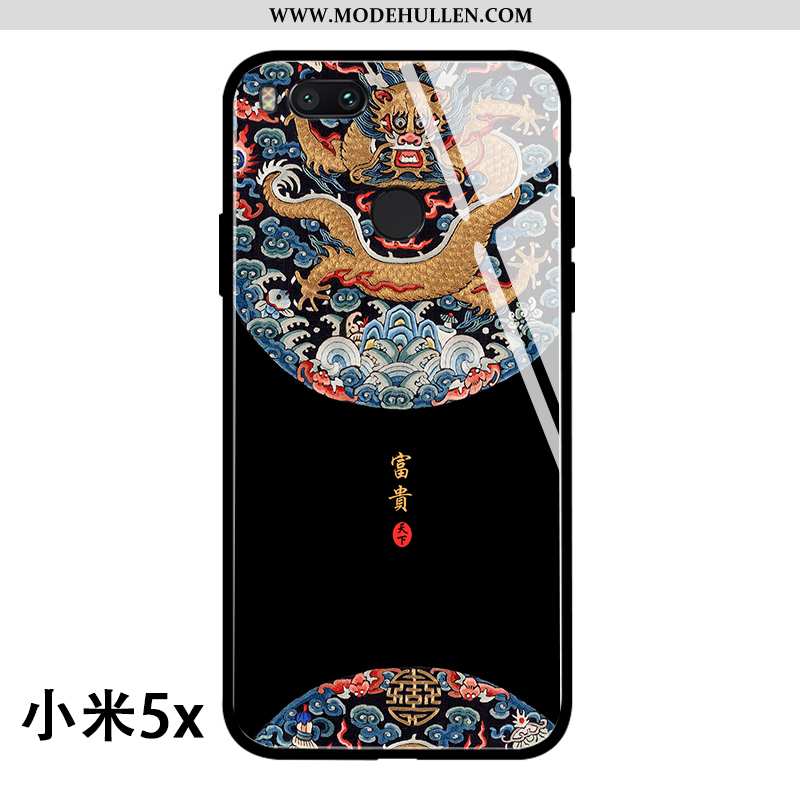 Hülle Xiaomi Mi A1 Trend Glas Handy Chinesische Art Schwarz Gold