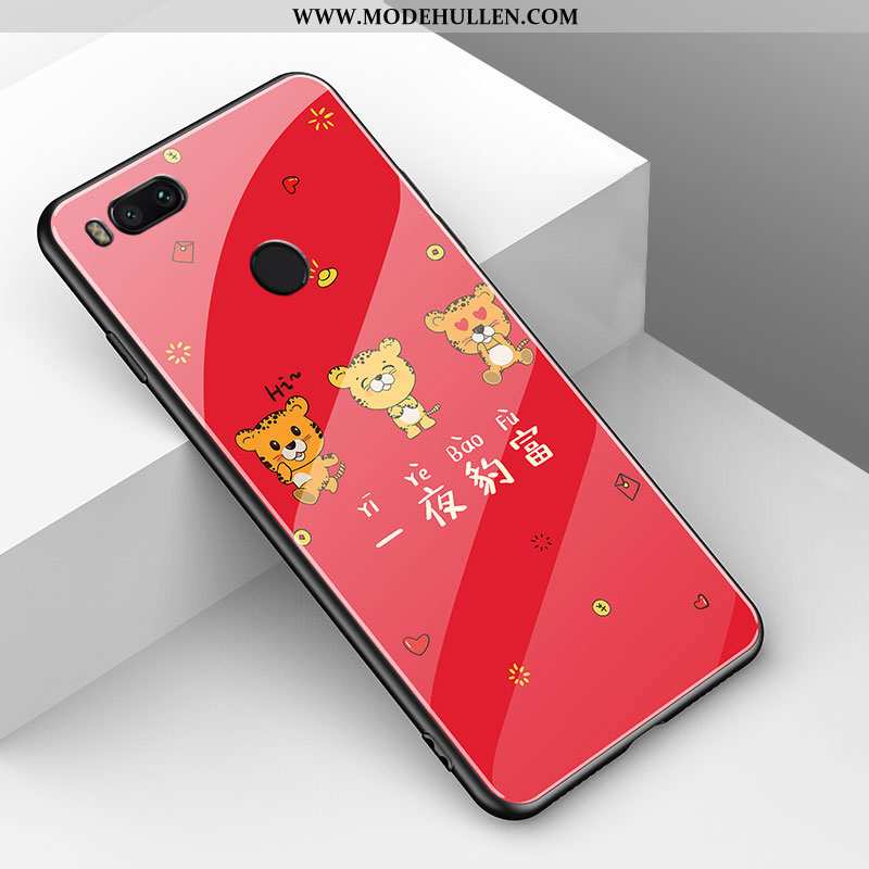 Hülle Xiaomi Mi A1 Weiche Schutz Karikatur Mode Case Glas Einfach Rote