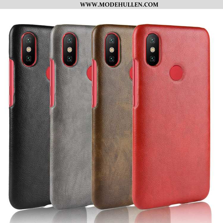 Hülle Xiaomi Mi A2 Leder Muster Case Anti-sturz Litchi Rote