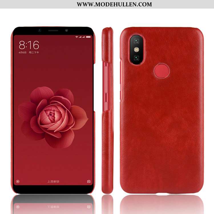 Hülle Xiaomi Mi A2 Leder Muster Case Anti-sturz Litchi Rote