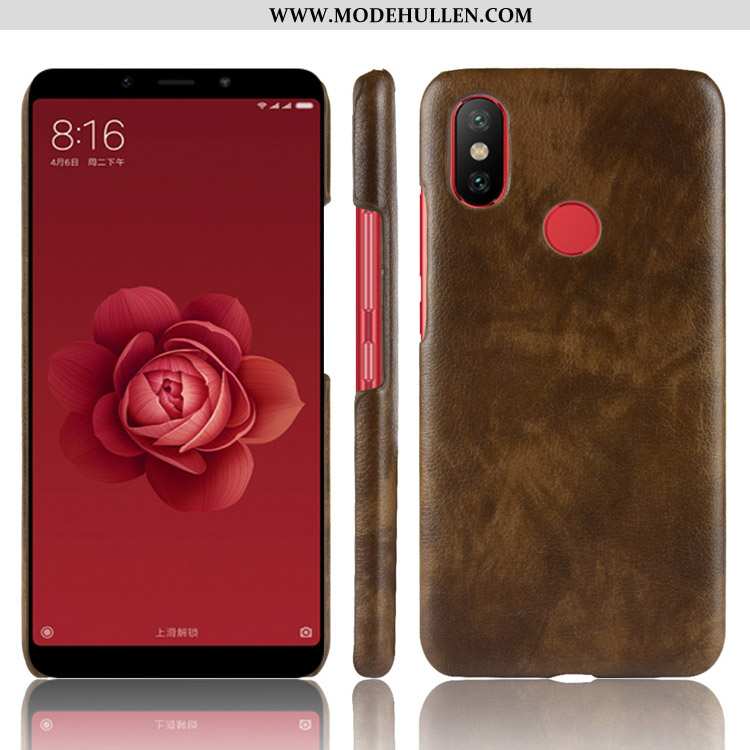 Hülle Xiaomi Mi A2 Leder Muster Case Anti-sturz Litchi Rote