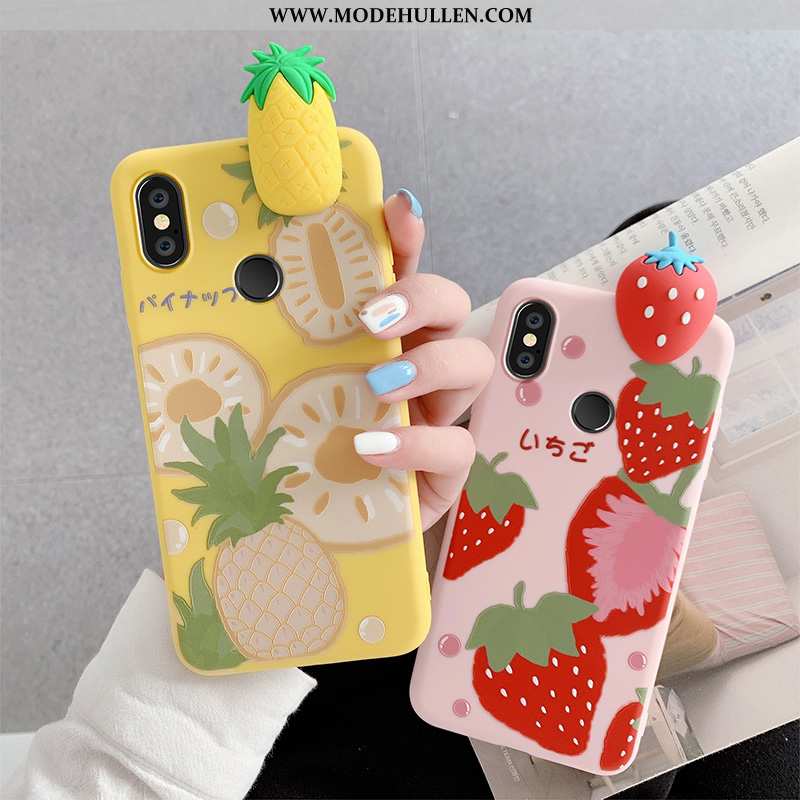 Hülle Xiaomi Mi A2 Lite Nette Silikon Dreidimensional Anti-sturz Erdbeere Case Gelbe