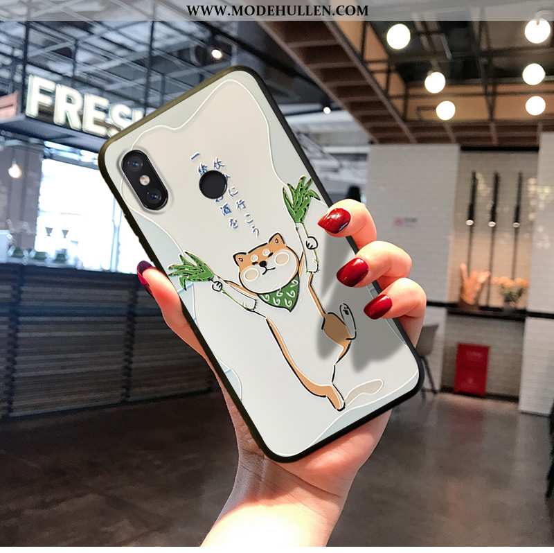 Hülle Xiaomi Mi A2 Weiche Nubuck Kreativ Schwarz Nette Karikatur Weiße