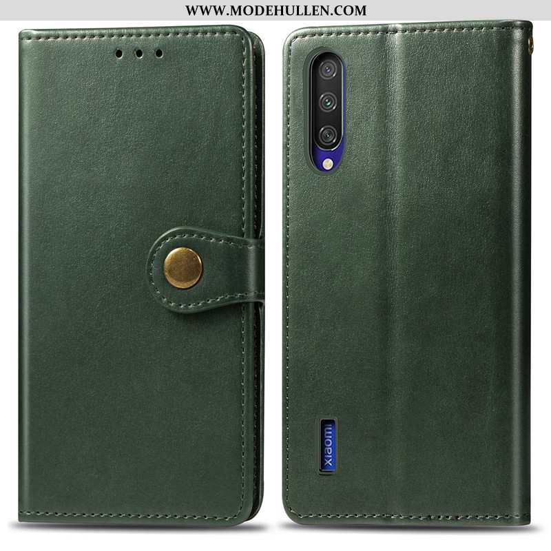 Hülle Xiaomi Mi A3 Hängende Verzierungen Leder Case Einfarbig Dunkelblau Handy