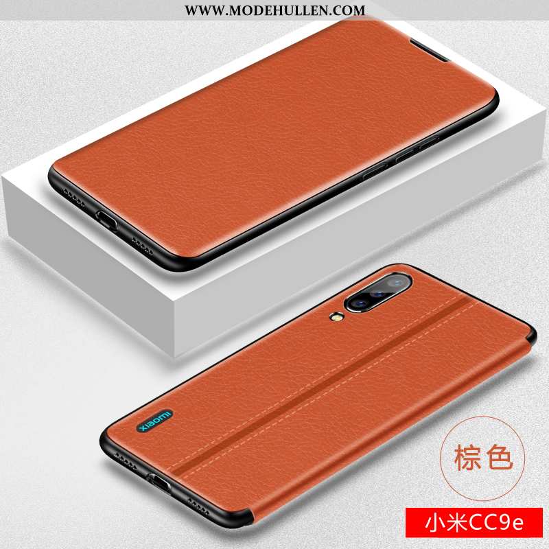 Hülle Xiaomi Mi A3 Lederhülle Transparent Silikon Schutz Clamshell Handy Schwarz