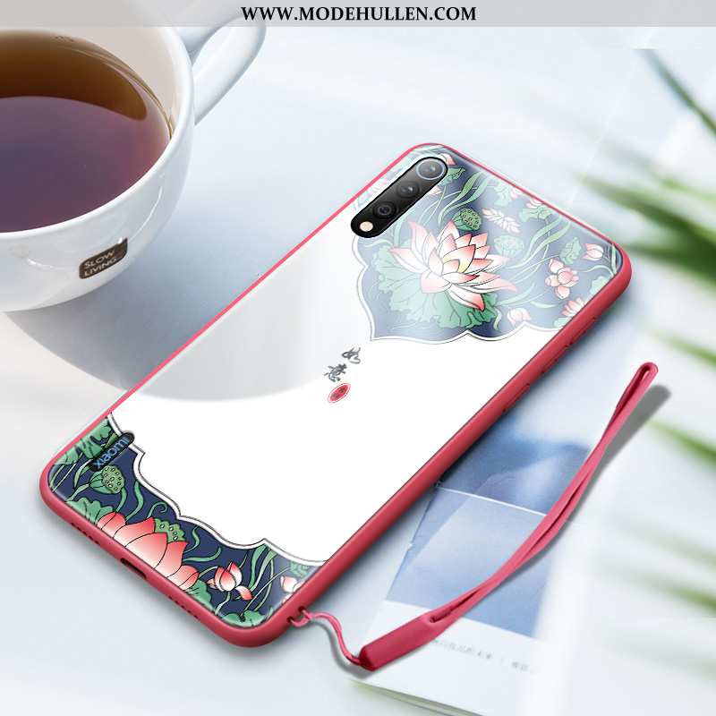 Hülle Xiaomi Mi A3 Silikon Schutz Hängende Verzierungen Trend Glas Spiegel Kunst Rote