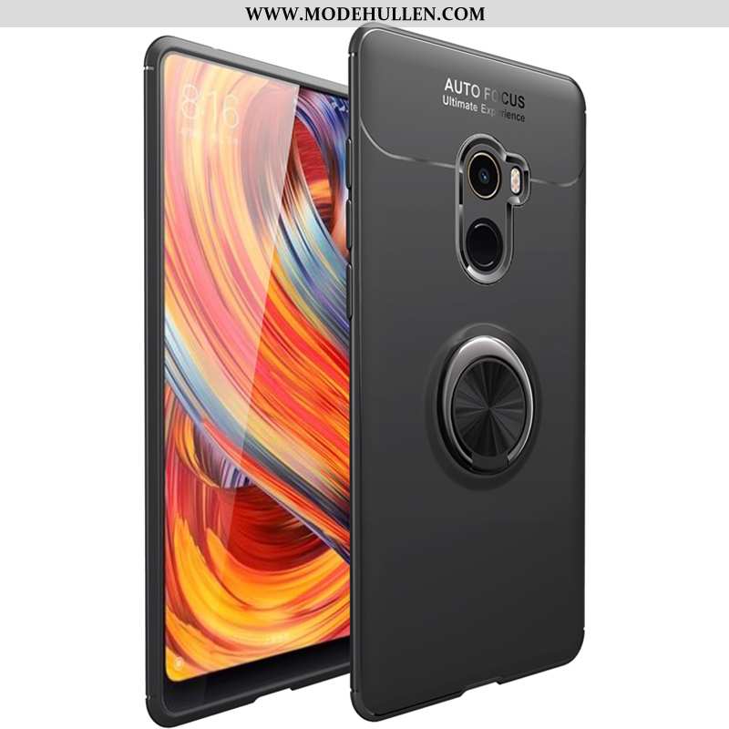 Hülle Xiaomi Mi Mix 2 Silikon Weiche Ring Magnetismus Schwarz Anti-sturz