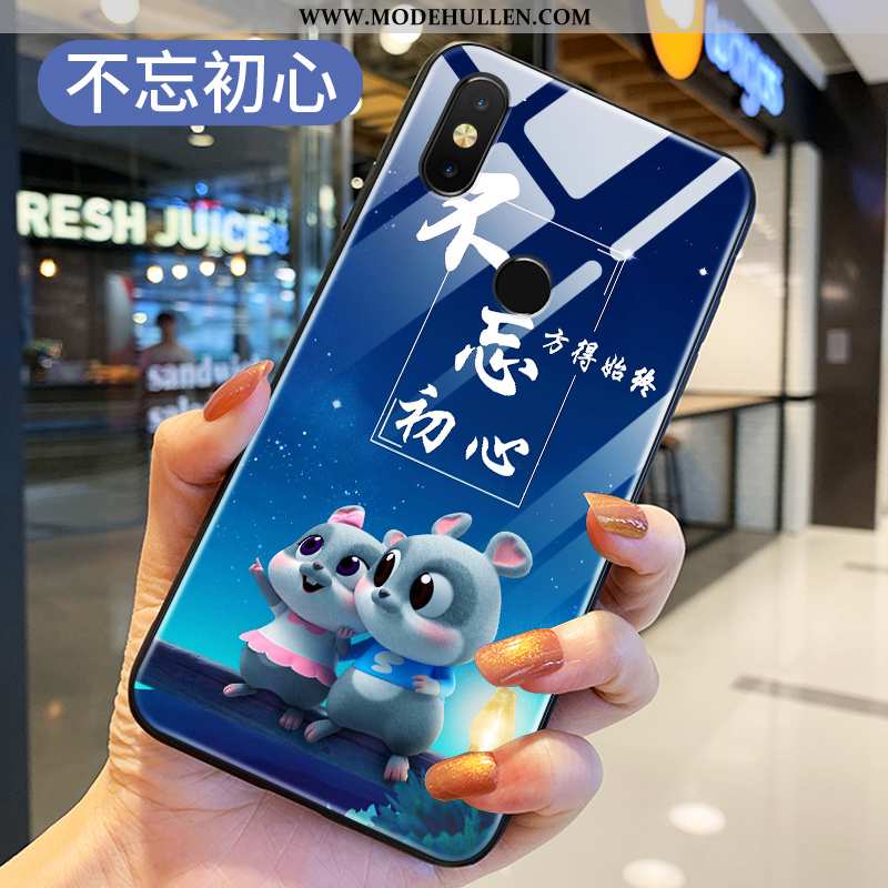 Hülle Xiaomi Mi Mix 2s Dünne Silikon Karikatur Blau Liebhaber Nette Netto Rot