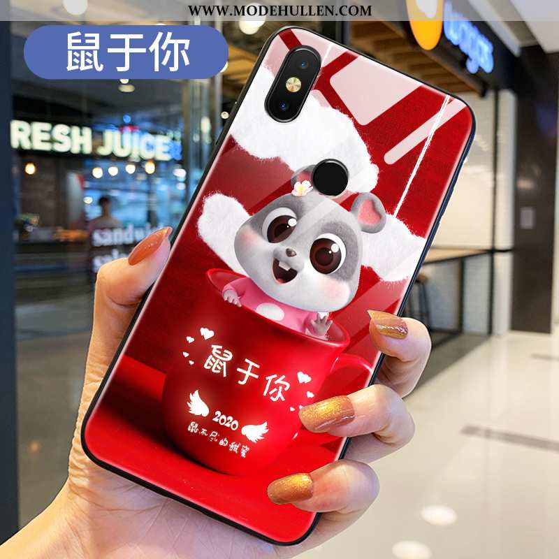 Hülle Xiaomi Mi Mix 2s Dünne Silikon Karikatur Blau Liebhaber Nette Netto Rot