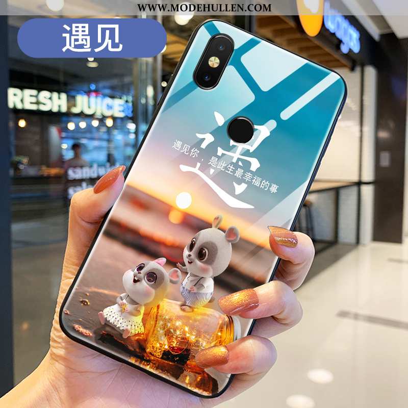 Hülle Xiaomi Mi Mix 2s Dünne Silikon Karikatur Blau Liebhaber Nette Netto Rot