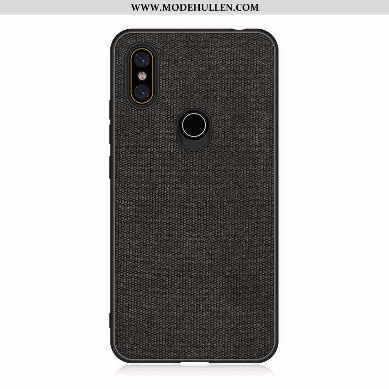 Hülle Xiaomi Mi Mix 2s Lederhülle Muster Stoff Silikon Handy Mini Schwarz