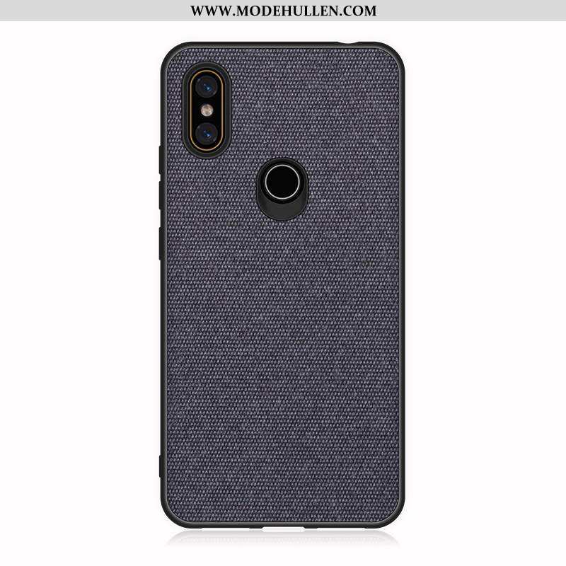 Hülle Xiaomi Mi Mix 2s Lederhülle Muster Stoff Silikon Handy Mini Schwarz