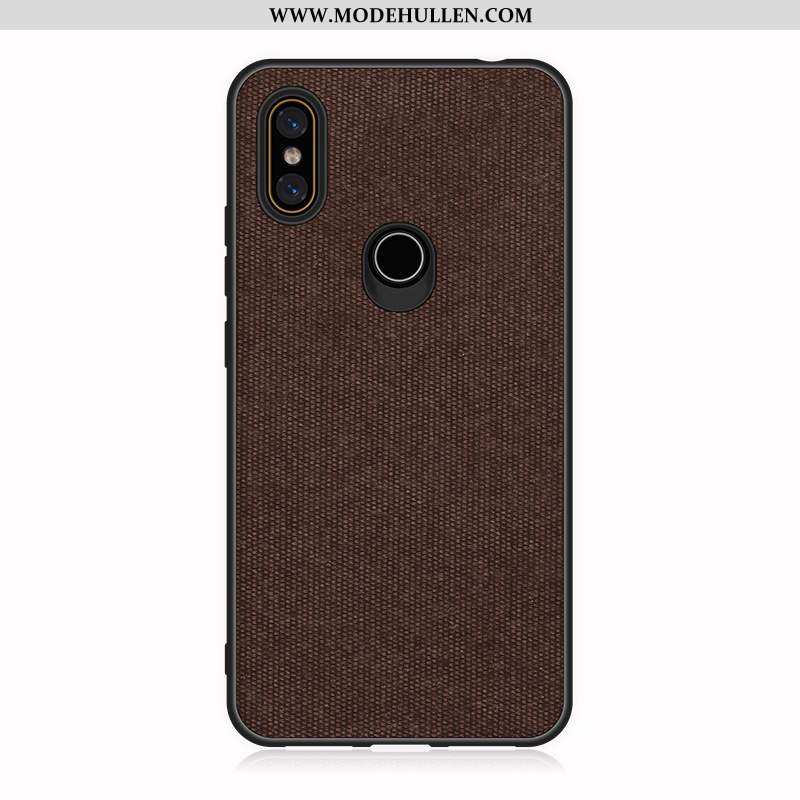 Hülle Xiaomi Mi Mix 2s Lederhülle Muster Stoff Silikon Handy Mini Schwarz