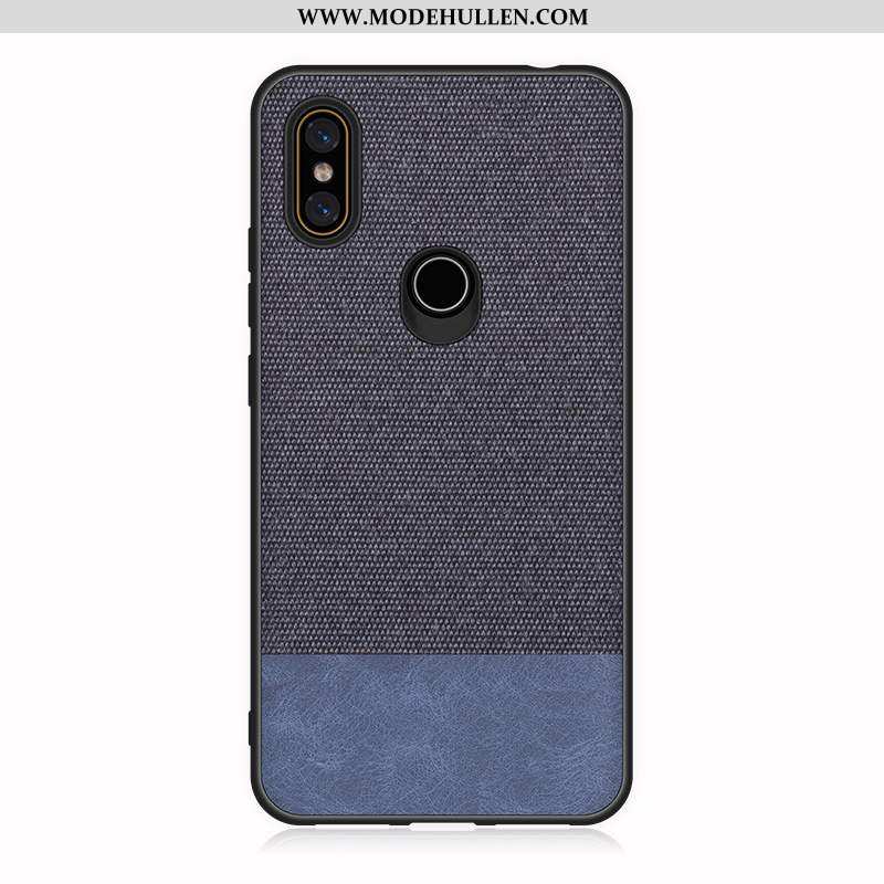 Hülle Xiaomi Mi Mix 2s Lederhülle Muster Stoff Silikon Handy Mini Schwarz