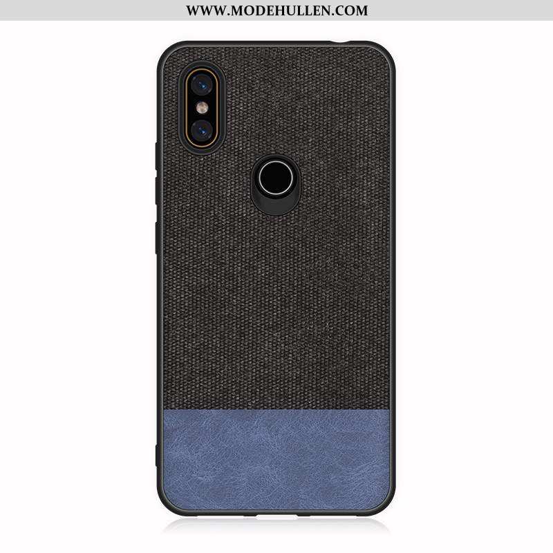 Hülle Xiaomi Mi Mix 2s Lederhülle Muster Stoff Silikon Handy Mini Schwarz