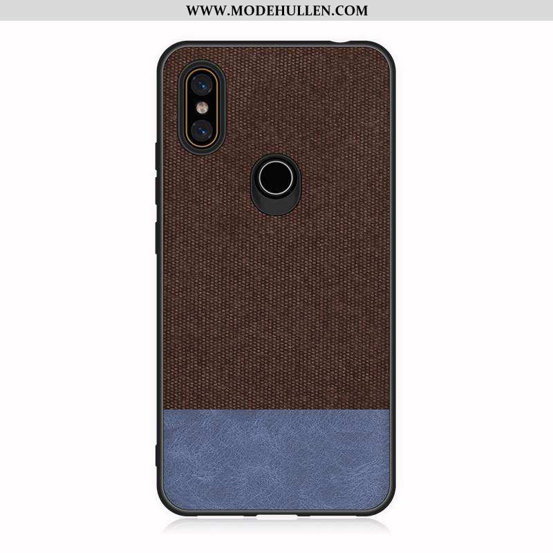 Hülle Xiaomi Mi Mix 2s Lederhülle Muster Stoff Silikon Handy Mini Schwarz