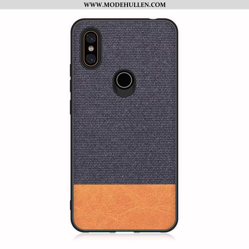 Hülle Xiaomi Mi Mix 2s Lederhülle Muster Stoff Silikon Handy Mini Schwarz