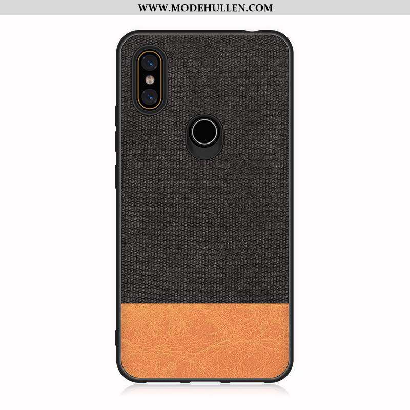 Hülle Xiaomi Mi Mix 2s Lederhülle Muster Stoff Silikon Handy Mini Schwarz