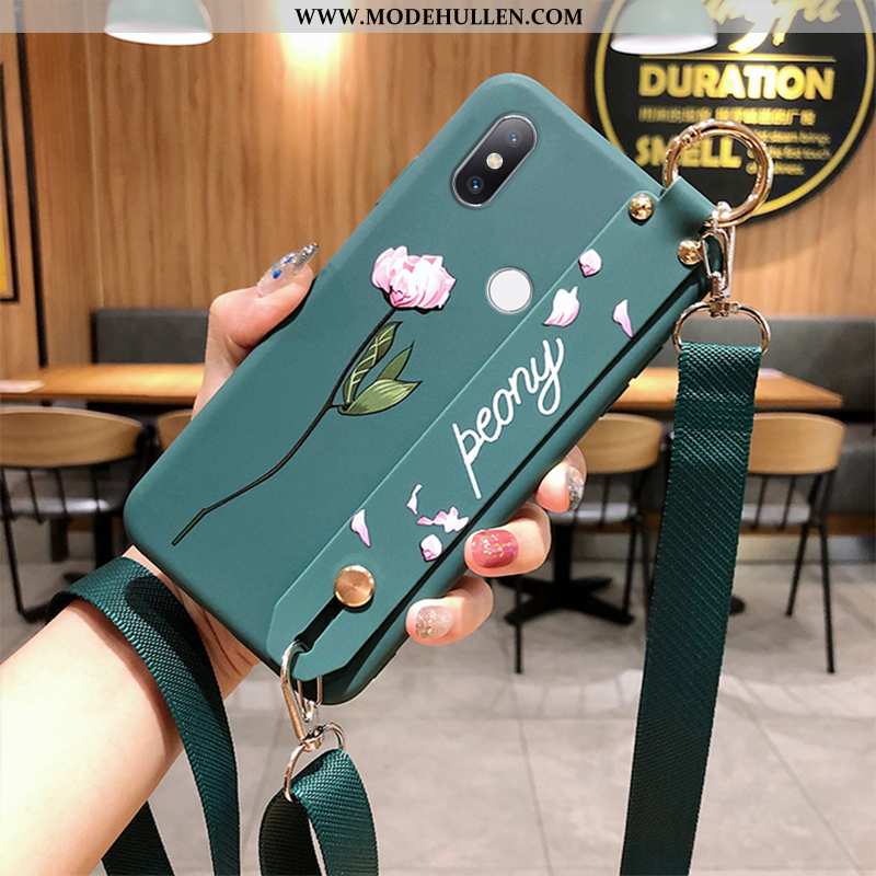 Hülle Xiaomi Mi Mix 2s Nubuck Hängende Verzierungen Case Grün Halterung Weiße