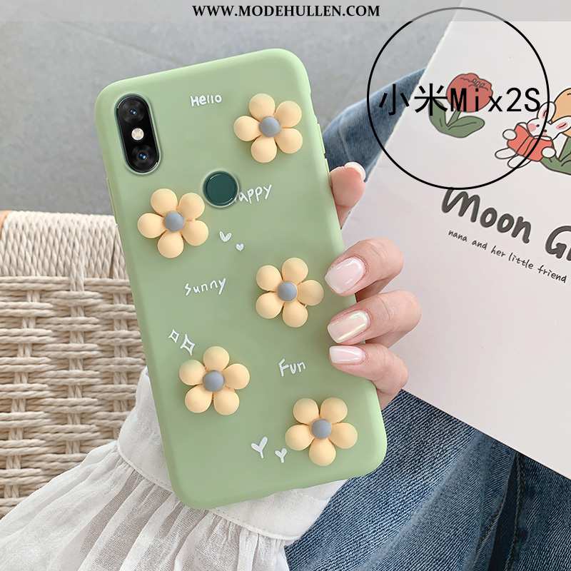 Hülle Xiaomi Mi Mix 2s Silikon Weiche Grün Anti-sturz Mini Case Blumen