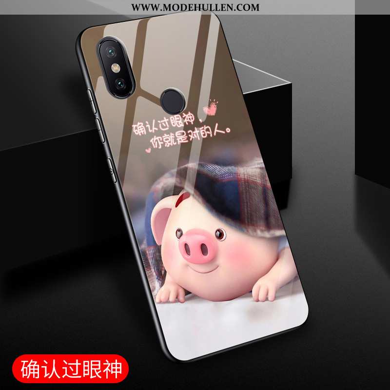 Hülle Xiaomi Mi Mix 3 Glas Persönlichkeit Netto Rot Nette Liebhaber Handy Karikatur Schwarz