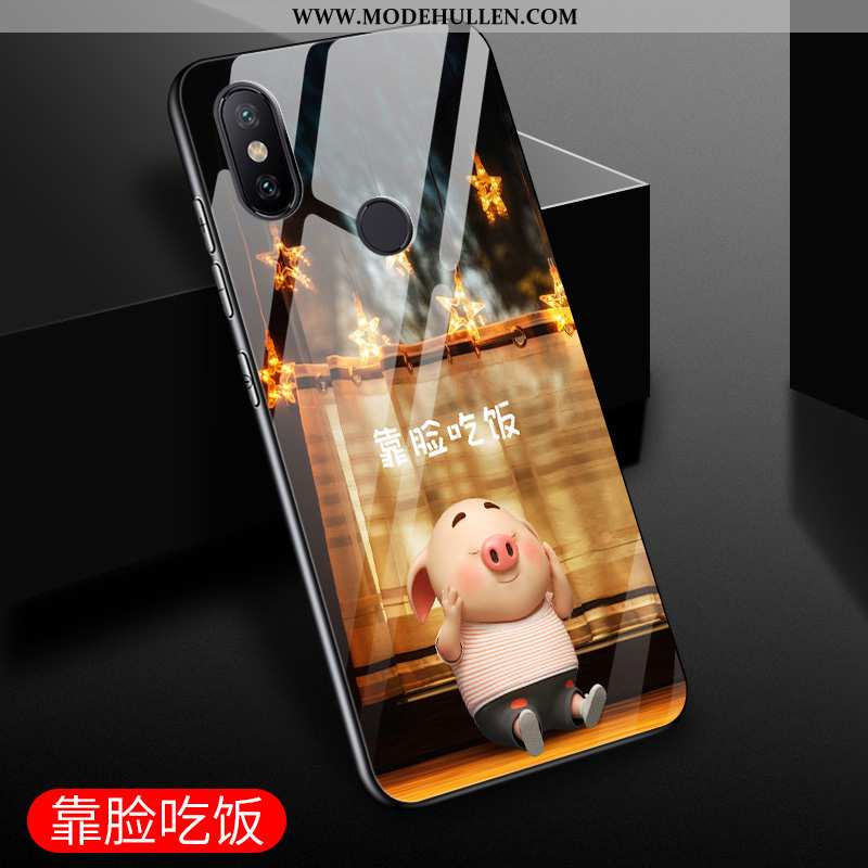 Hülle Xiaomi Mi Mix 3 Glas Persönlichkeit Netto Rot Nette Liebhaber Handy Karikatur Schwarz