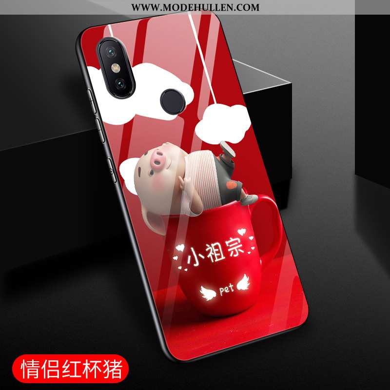 Hülle Xiaomi Mi Mix 3 Glas Persönlichkeit Netto Rot Nette Liebhaber Handy Karikatur Schwarz