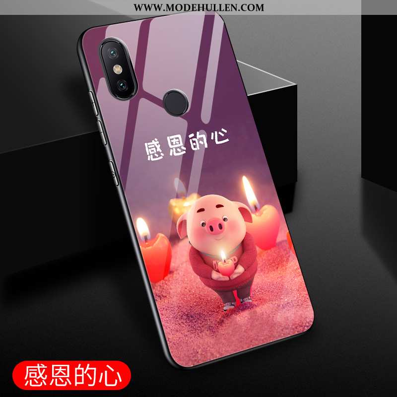 Hülle Xiaomi Mi Mix 3 Glas Persönlichkeit Netto Rot Nette Liebhaber Handy Karikatur Schwarz