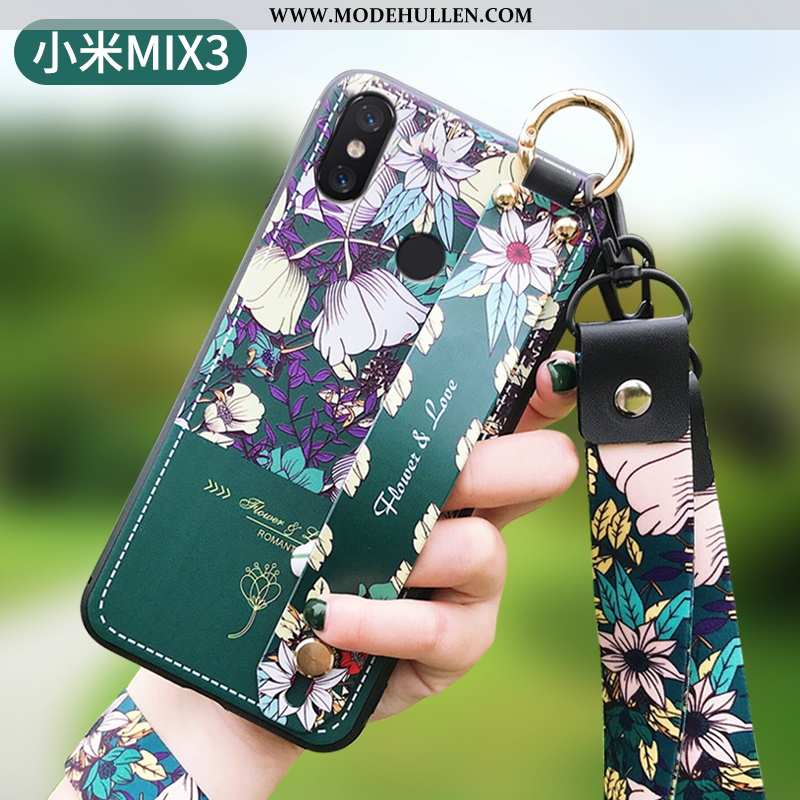 Hülle Xiaomi Mi Mix 3 Trend Super Silikon Mode Blumen Case Dunkelblau