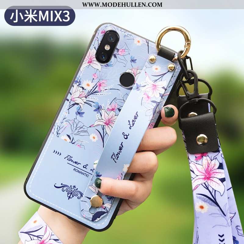 Hülle Xiaomi Mi Mix 3 Trend Super Silikon Mode Blumen Case Dunkelblau