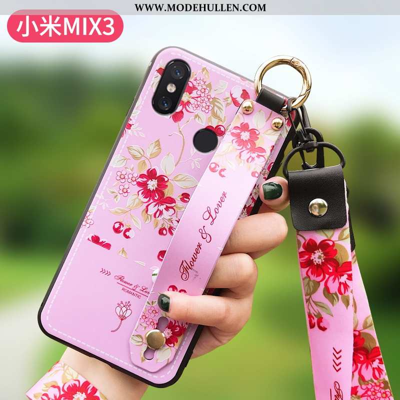 Hülle Xiaomi Mi Mix 3 Trend Super Silikon Mode Blumen Case Dunkelblau