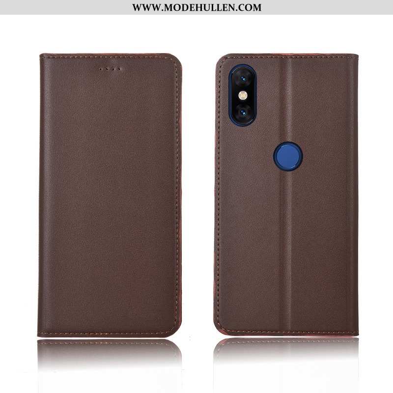 Hülle Xiaomi Mi Mix 3 Weiche Silikon Mini Handy Lederhülle Echt Leder Clamshell Blau