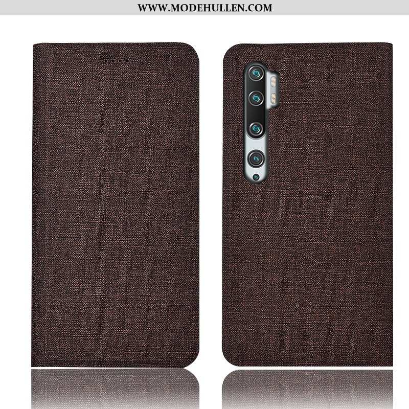 Hülle Xiaomi Mi Note 10 Baumwolle Und Leinen Lederhülle Mini Case Schutz Handy Braun