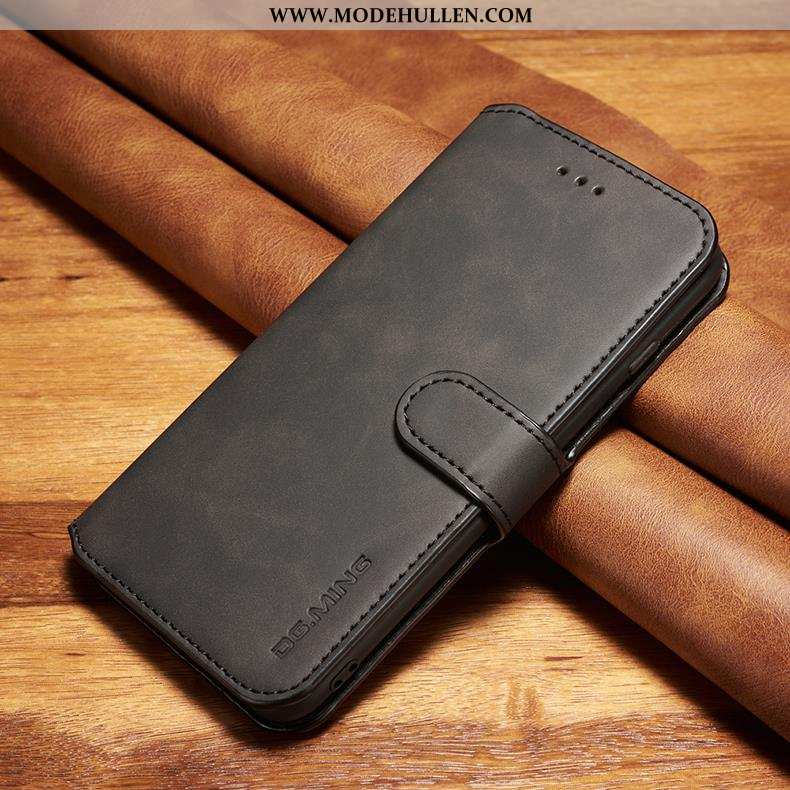 Hülle Xiaomi Mi Note 10 Echt Leder Schutz Business Anti-sturz Lederhülle Folio Handy Schwarz