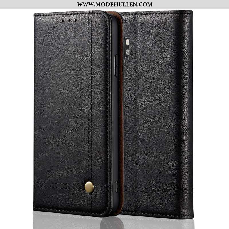 Hülle Xiaomi Mi Note 10 Lederhülle Classic Schwarz Mini Handy Business Case