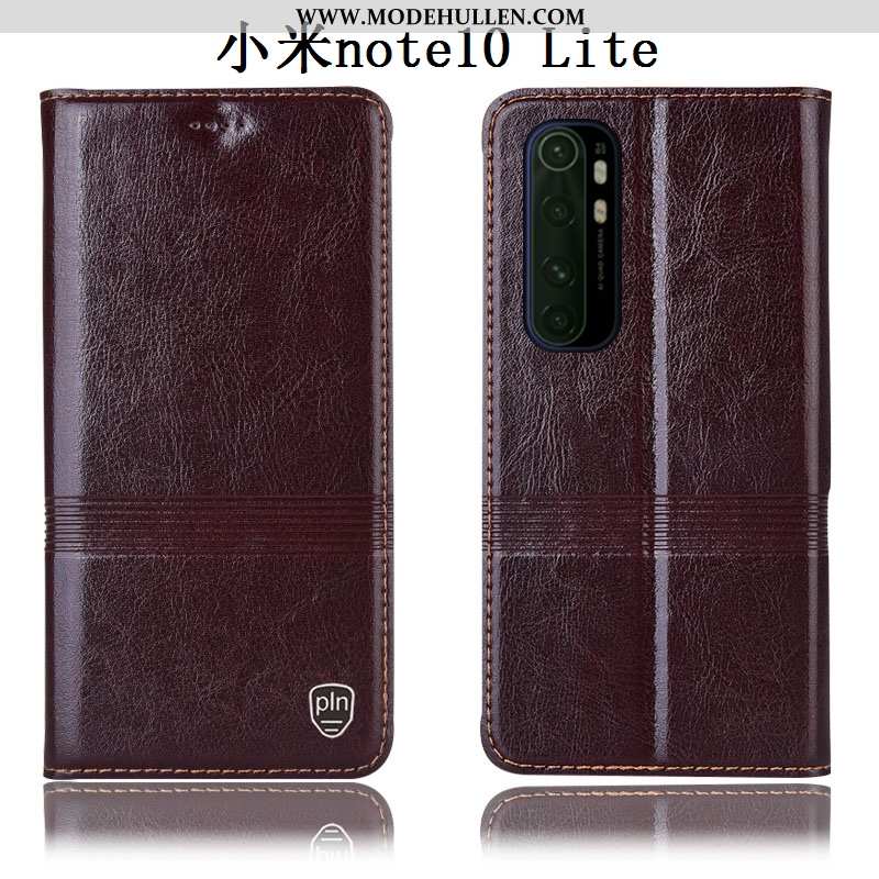 Hülle Xiaomi Mi Note 10 Lite Echt Leder Schutz Alles Inklusive Braun Handy Mini Anti-sturz