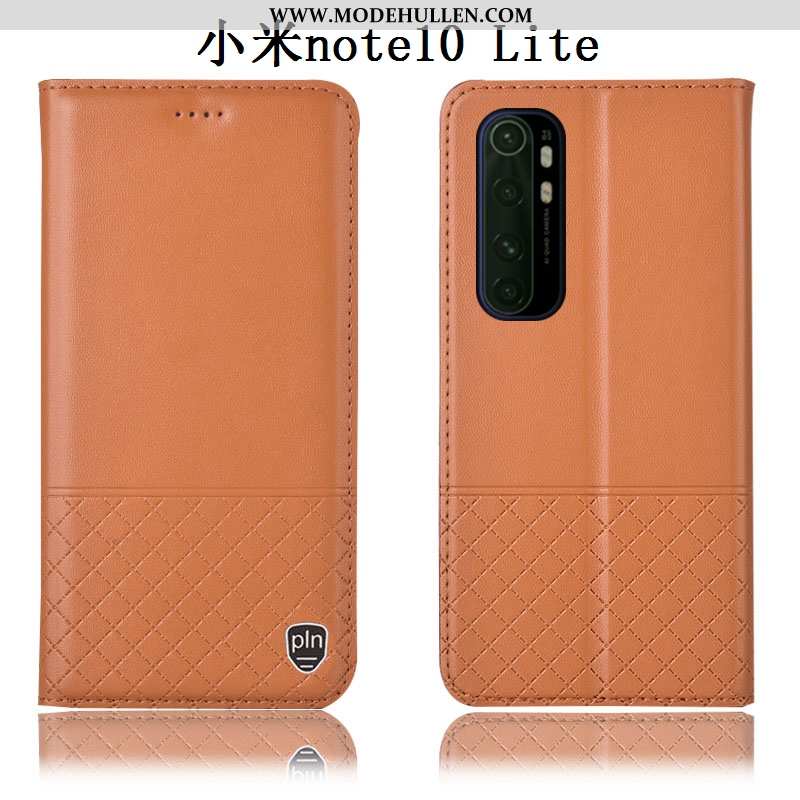 Hülle Xiaomi Mi Note 10 Lite Echt Leder Schutz Case Mini Anti-sturz Folio Jugend Braun