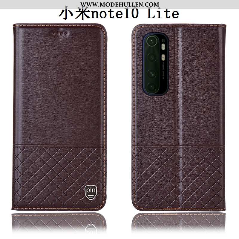 Hülle Xiaomi Mi Note 10 Lite Echt Leder Schutz Case Mini Anti-sturz Folio Jugend Braun